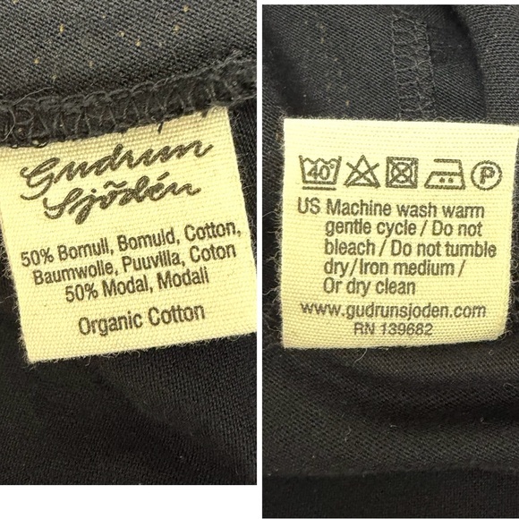 Gudrun Sjoden Drawstring Tunic Top Flare Sleeve Pockets Black Multi Size M - Picture 9 of 10